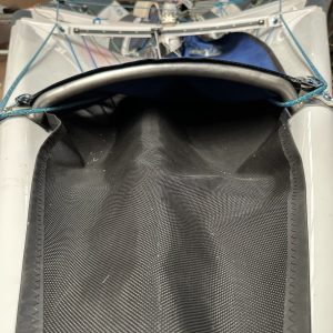 Spinnaker chute bar fitted in the bow of a 13ft skiff